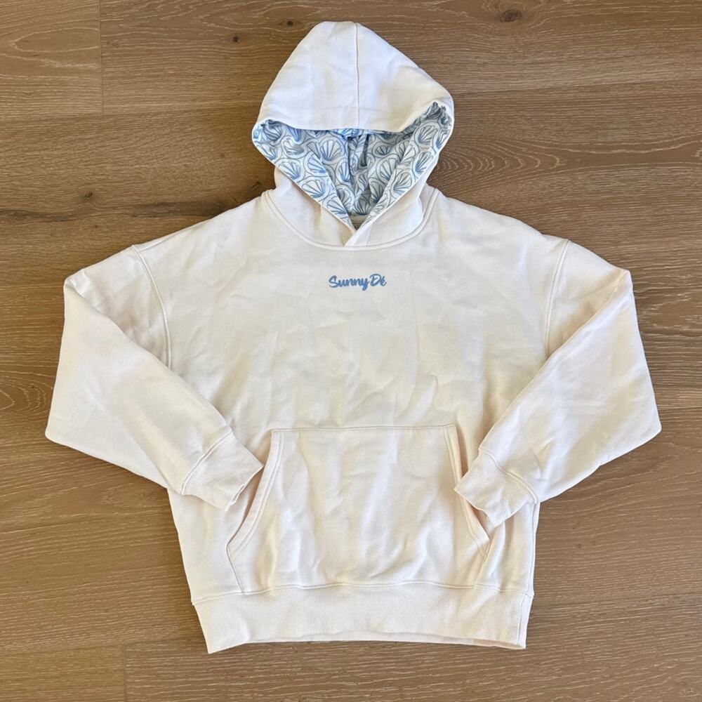 Sunny De Shell Hoodie Size XS in Cream Blue